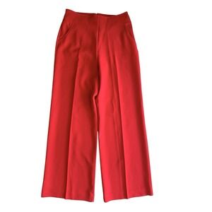 Bright Red Wide Leg Trousers Womens 8 Work Pants Professional Business Classic